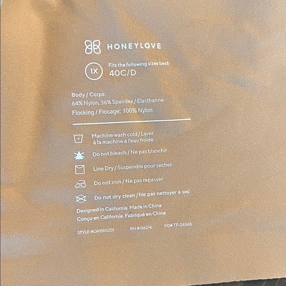 Like New Honeylove Silhouette Bra 1X - Picture 4 of 5